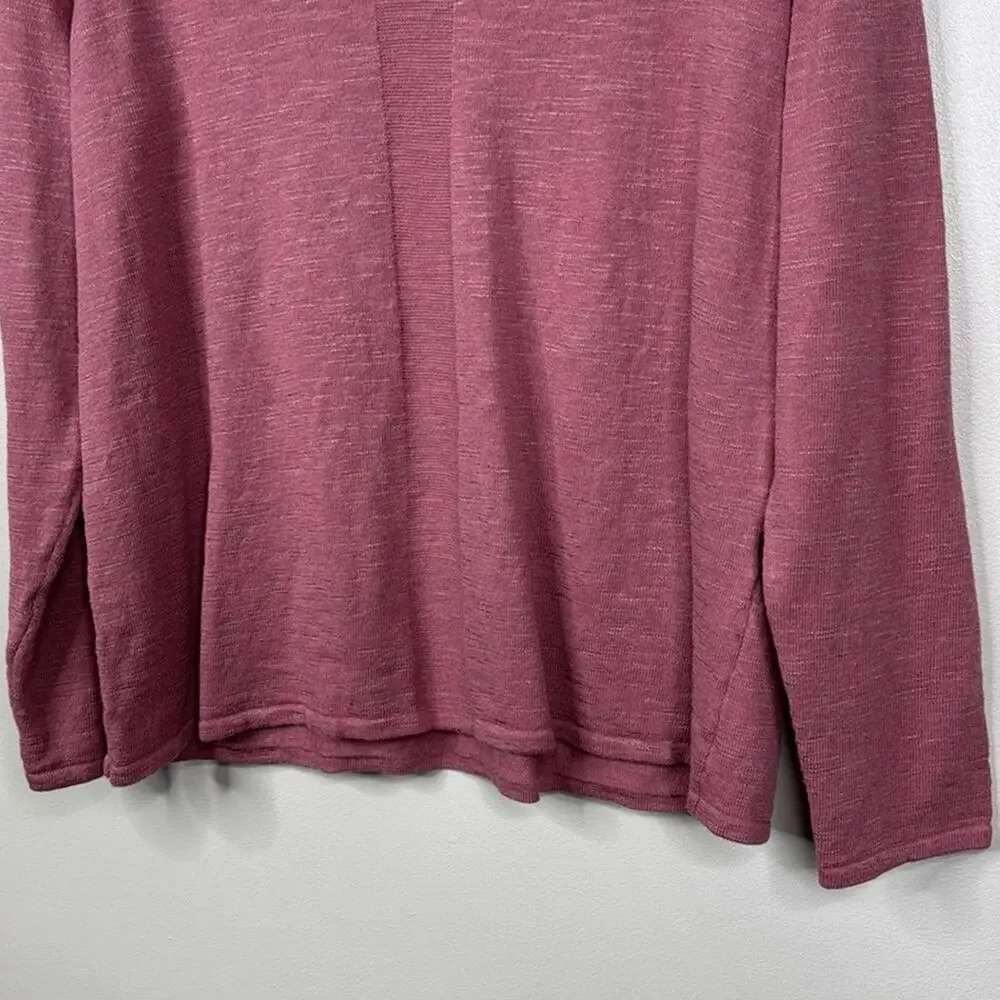 J. Jill Pink Linen Blend V-Neck Sweater Women's Petite Medium PM Lightweight